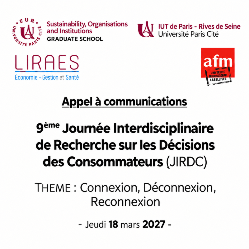9ème Journée Interdisciplinaire de Recherche sur les Décisions des Consommateurs (JIRDC)