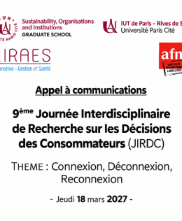 9&egrave;me Journ&eacute;e Interdisciplinaire de Recherche sur les D&eacute;cisions des Consommateurs (JIRDC)
